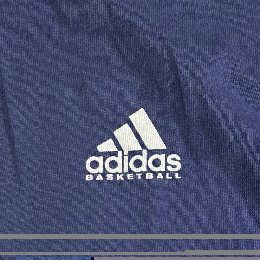 Vintage Adidas Basketball 90s T-shirt‎ Navy Blue Size XL Cotton Made In USA